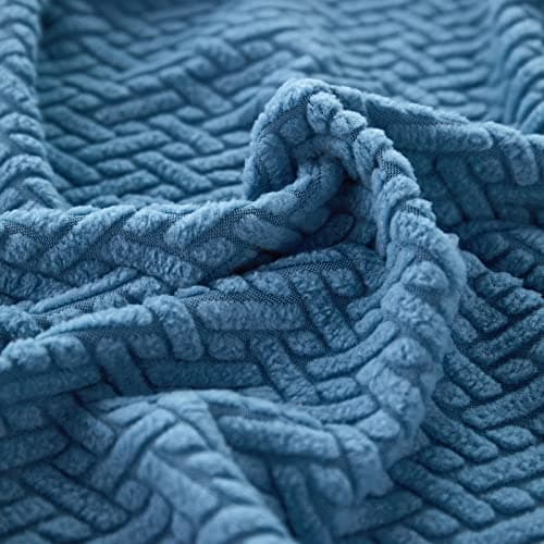 Wear-Resistant L Shape Sectional Couch Cover, Pet Protector for Cats and Dogs (Weave White, Large) — A-weave Blue