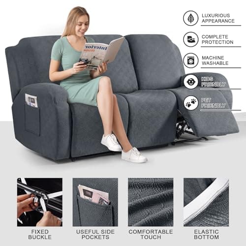 Timeless Recliner Covers for 3 Cushion Gray Sofa