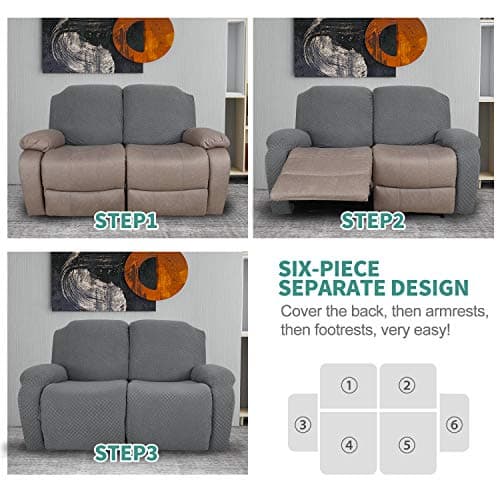 YEMYHOM Light Gray Stretch Loveseat Recliner Slipcover with Side Pocket