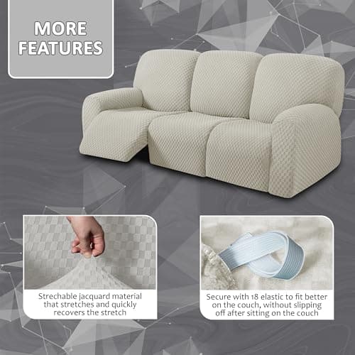 ULTICOR Ivory 3 Seater Recliner Sofa Cover