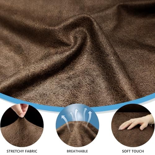 Brown Leather Look Recliner Chair Cover 4-Pieces Slipcover with Pockets