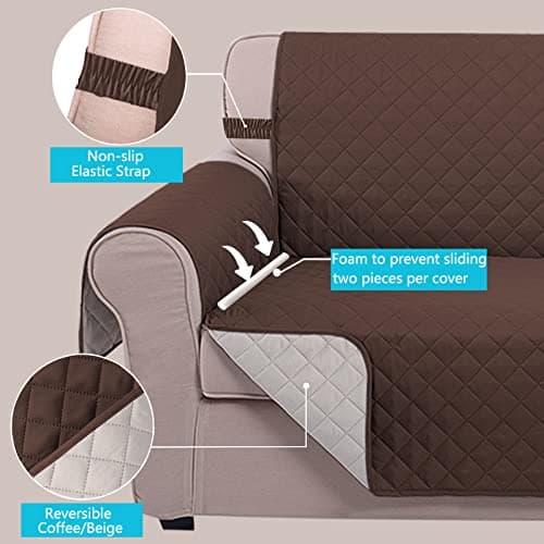 U-NICE HOME Oversized Recliner Chair Covers, Water Resistant & Pet Friendly (28", Coffee/Beige)