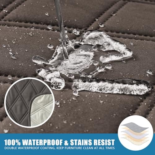 100% Waterproof Recliner Chair Cover with Elastic Band (Khaki, 28")