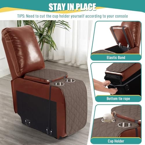 Ruaozz Brown Recliner Sectional Couch & Console Cover