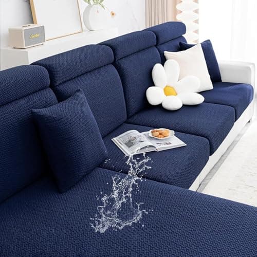 Smiry L Shape Chaise Lounge Sofa Slipcover, Grey — Navy