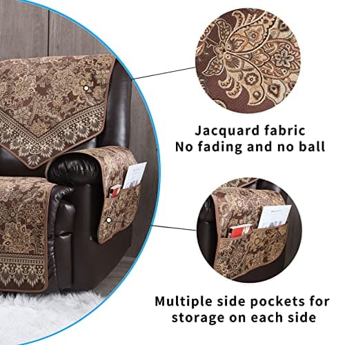 LUFEIJIASHI Waterproof Non-Slip Recliner Couch Covers (Brown, 2 Seater)