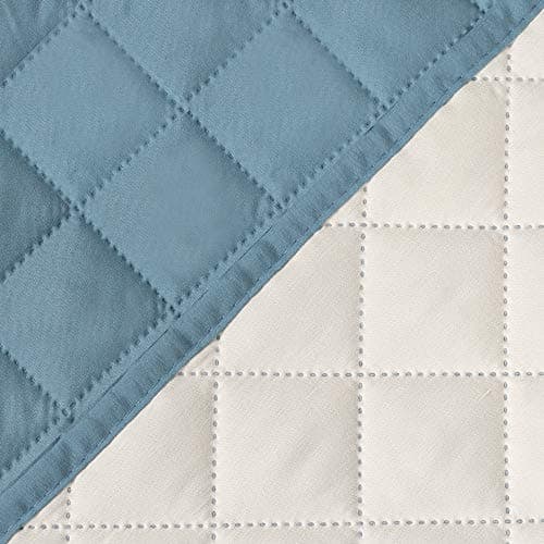H.VERSAILTEX Ivory/Beige Loveseat Slipcover, Non-Slip Elastic Strap, Water Resistant, Seat Width to 46" — Cameo Blue/Beige
