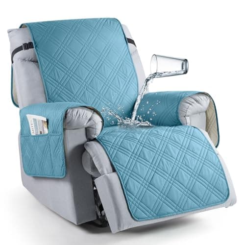 TAOCOCO 100% Waterproof Recliner Chair Cover, Non-Slip, Washable, Kids & Pet-Friendly — Sky Blue