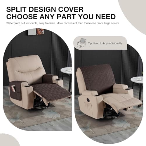 VANSOFY Chocolate Waterproof Recliner Chair Cover 22" Arm Support Pets Durable Washable