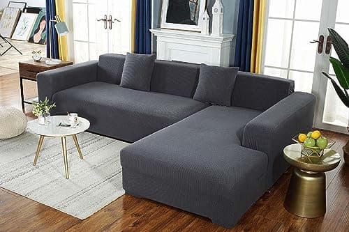 Durable Dark Gray 2 Seater Stretch Slipcover for Couches & Sectionals