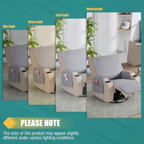 Upgraded Waterproof Recliner Chair Covers, Light Grey