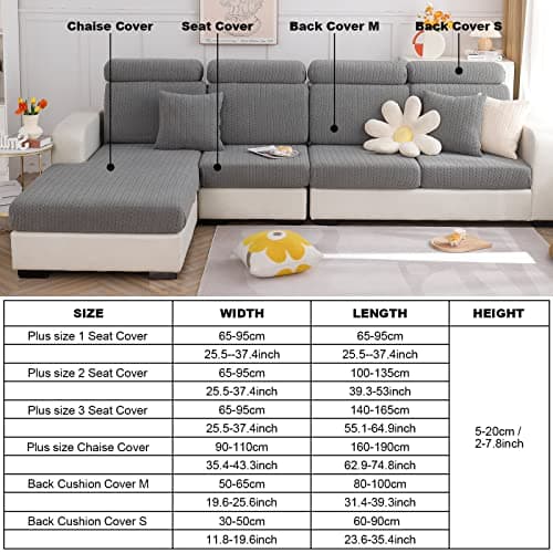 Dark Grey Stretch Slipcover for L Shape Sectional Sofa (Back Cover)