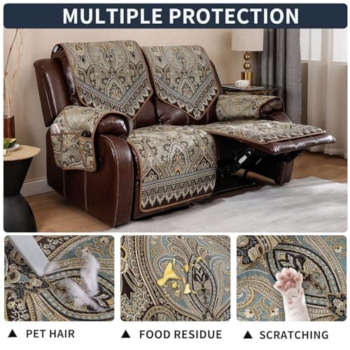 LUFEIJIASHI Non-Slip Recliner Sofa Covers FLKF-Brown, 2 Seater, Waterproof