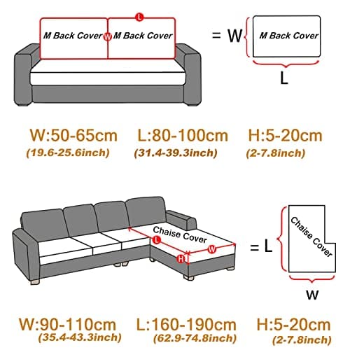 Elastic Couch & Sectional Slipcovers L-Shaped Chaise Grey/White Living Room Furniture Protector