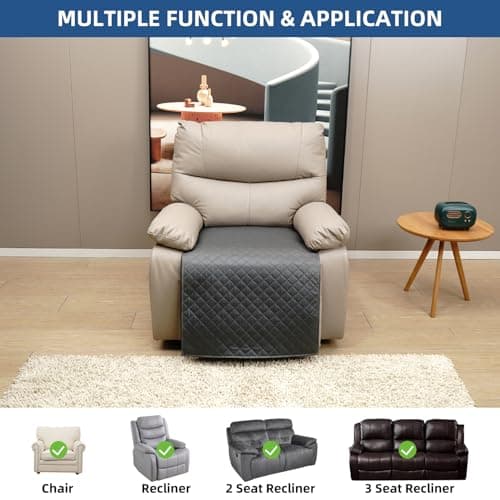 Eismodra Dark Gray Non-Slip Recliner Cover 23"x39"