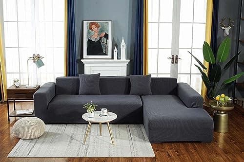 Durable Dark Gray 2 Seater Stretch Slipcover for Couches & Sectionals