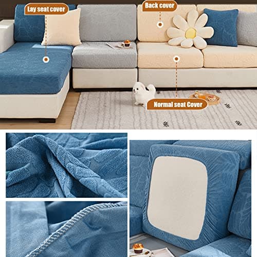 2023 New 6Pcs Grey Stretch Sofa Cover for L-Shaped Sectional Couch