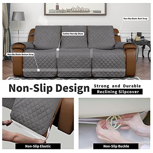 Easy-Going Recliner Sofa Cover, 3 Seat Gray/Light Gray