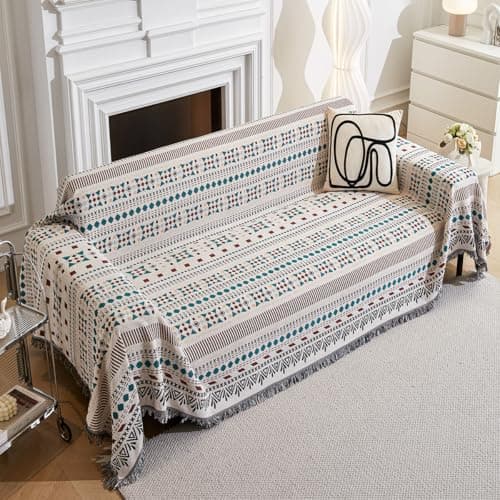 AIVIA Loveseat Cover Sheet Blanket for 2 Seater Couches with Armrest — Geometric
