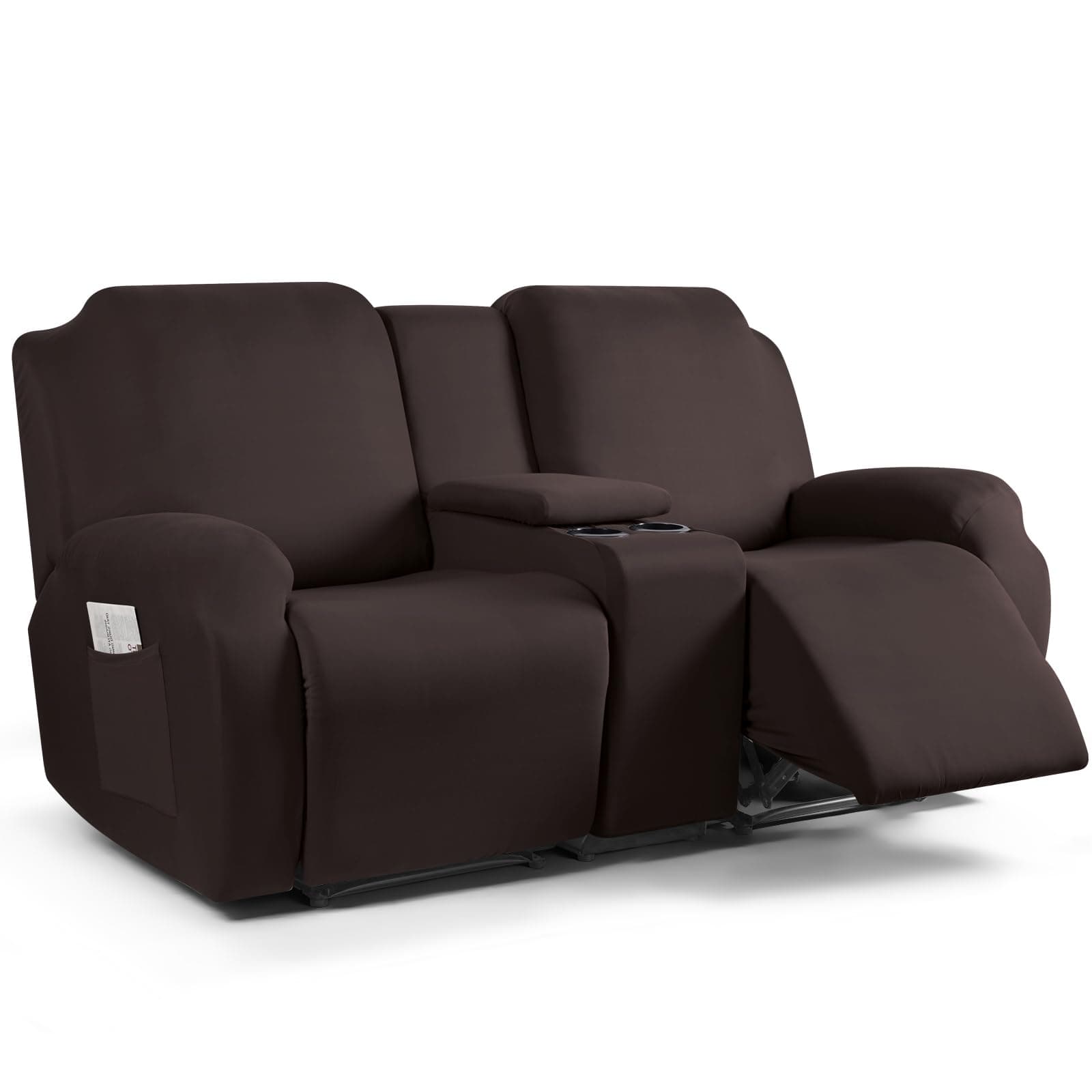 TAOCOCO Coffee 2 Seat Recliner with Console Slipcover