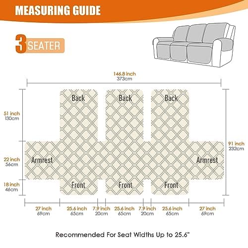 VANSOFY Waterproof 1-Piece Washable Recliner Couch Cover with Straps Protection