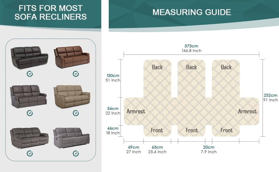 Ruaozz Waterproof Recliner Sofa Cover for Kids, Dogs, Pets (Pale Brown, 3 Seater)