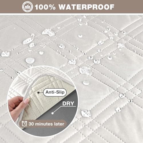 Waterproof Loveseat Recliner Cover for Pets and Kids - Gray (2 Seater) — Off White