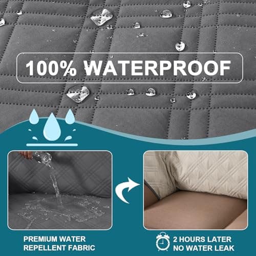 Turquoize Waterproof Couch Covers for 3 Cushion Couch, Gray