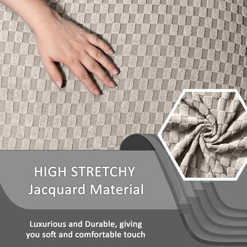 ULTICOR 4-Piece Stretch Recliner Cover, Jacquared for 1 Cushion Reclining Sofa (Taupe)