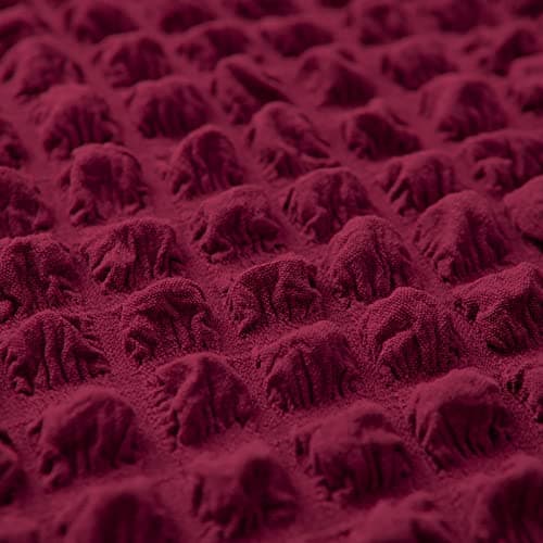 Country Style Dark Grey Sofa Slipcover for 3 Cushion Couch Durable Washable Fit Universal — Burgundyred