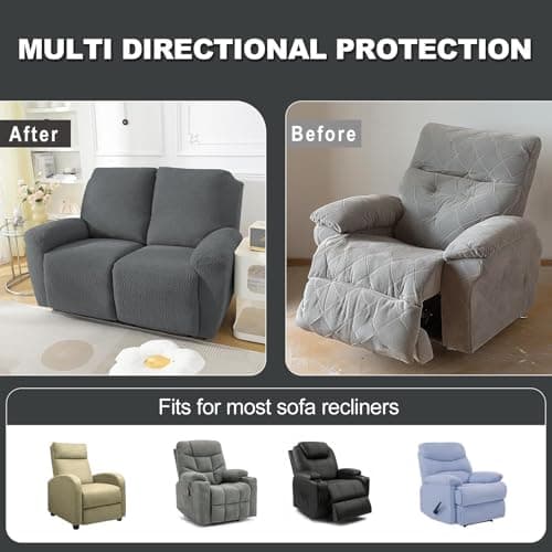 Northern Brothers Reclining Loveseat Cover, Dark Gray 2 Seater