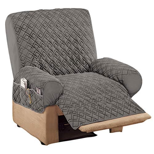 Diamond-Shape Quilted Stretch Recliner Cover with Storage - Furniture Protector
