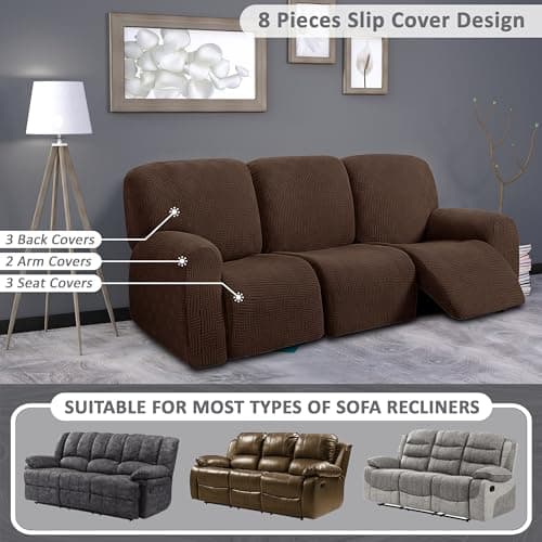 ULTICOR Chocolate Jacquard Recliner Sofa Covers (Style 4)