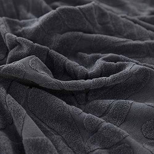 Jonuiony Wear-Resistant L-Shape Sectional Couch Slipcover (Dark Grey, Large) — Leaves Grey