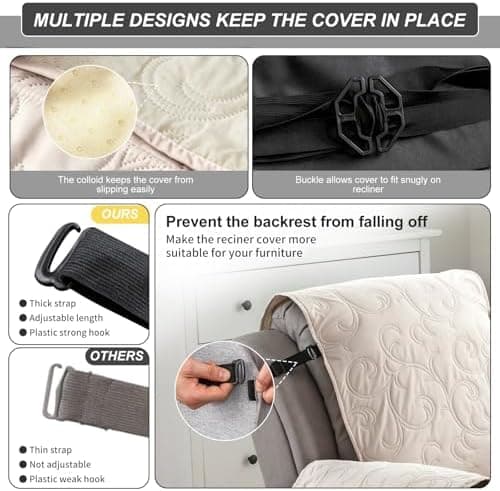 100% Waterproof Recliner Chair Cover for Pets and Kids (Beige, 2|6" Recliner Chair)
100% Waterproof Non-Slip Fabric Recliner Couch Cover for Living Room (Beige, 2|6" Recliner Chair)
Washable 100% Waterproof Recliner Chair Cover for Pets and Kids (Bei