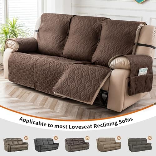 Genina Waterproof Recliner Sofa Cover, 3 Seater (Chocolate)
