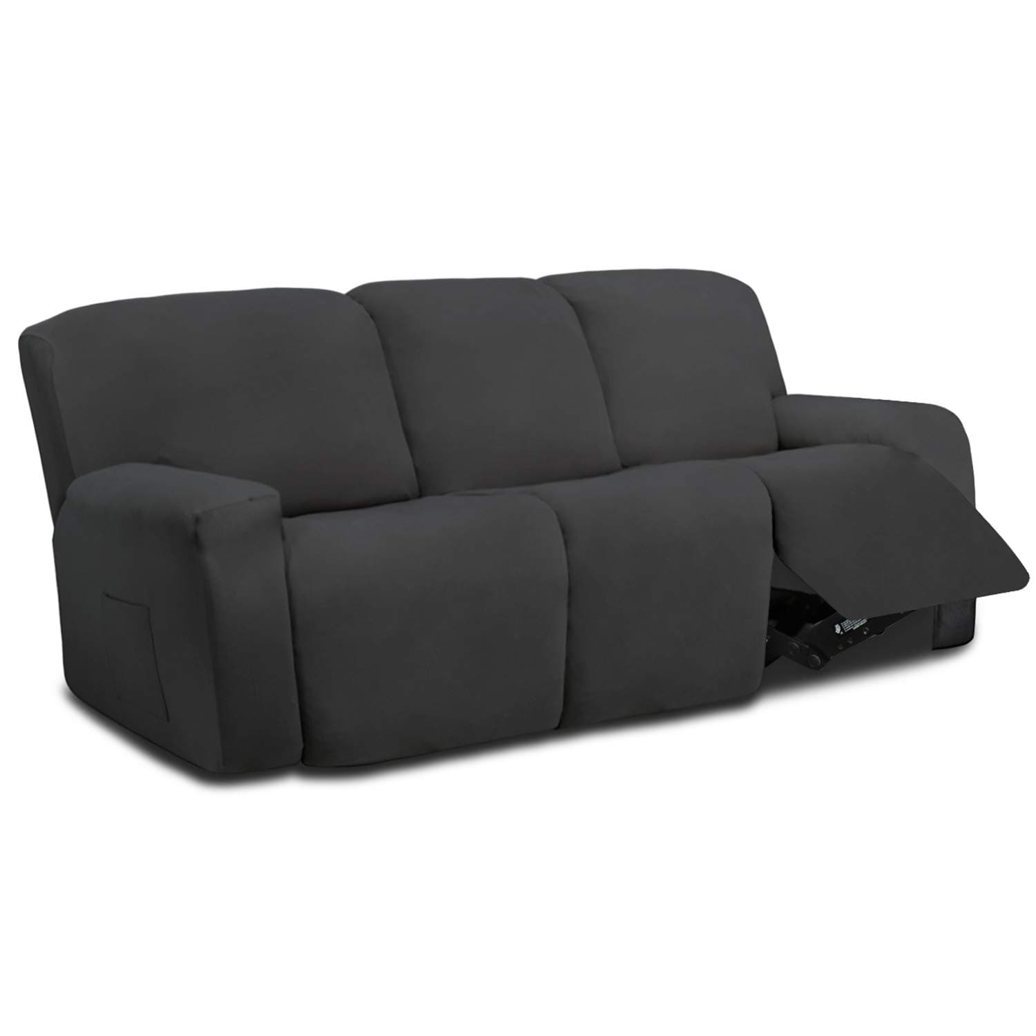 Dark Gray Microfiber Stretch Recliner Sofa Slipcover with Elastic Fit Protection