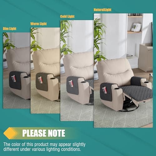 Waterproof Recliner Chair Cover with Pockets for Small Chairs (Charcoal Grey)