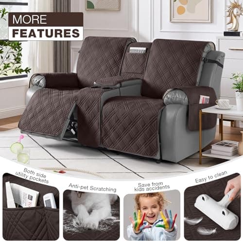 TAOCOCO 100% Waterproof 2 Seater Loveseat Recliner Pet & Kids Cover (Chocolate)