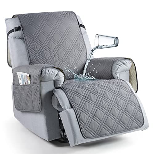 TAOCOCO 100% Waterproof Recliner Chair Cover, Non-Slip, Washable, Kids & Pet-Friendly — Grey