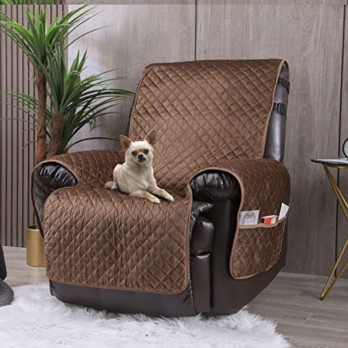Non-Slip Waterproof Velvet Recliner Chair Cover for Leather Chairs Brown