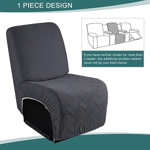 Ruaozz Stretch Recliner Cover Dark Gray Small OEKO-TEX Standard 100 Furniture Protector Sectional L Shape Recliner Seat Cover Washable