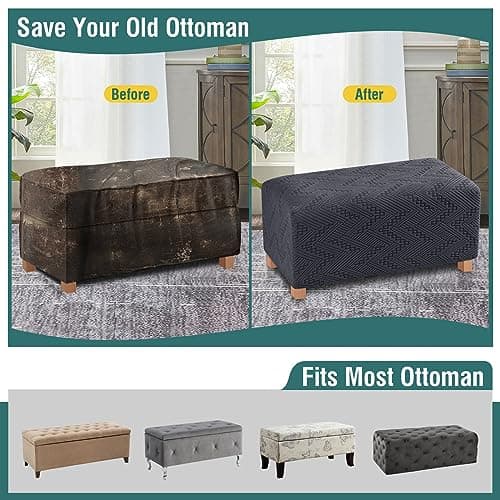 Ruaozz 3-Seater Sofa and Ottoman Cover Set in Dark Gray