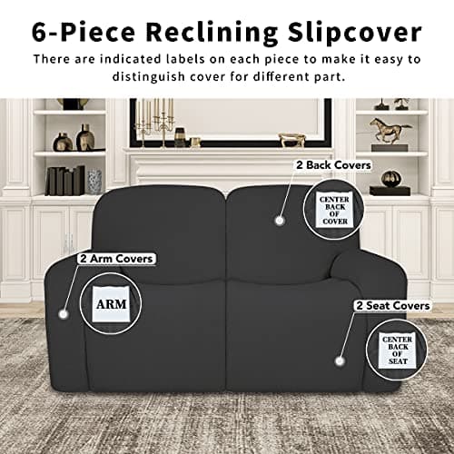 Dual Waterproof 100% Stretch Loveseat Cover, Dark Gray