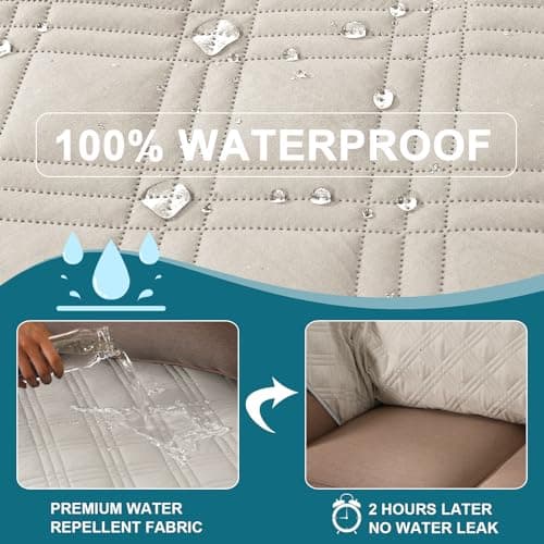 Turquoize Waterproof Pet Couch Cover for 3-Cushion Sofa (French Oak)