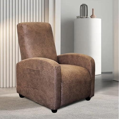 Leather-Like 4-Pieces Recliner Chair Covers for Small Adjustable Chairs, Chocolate — Brown