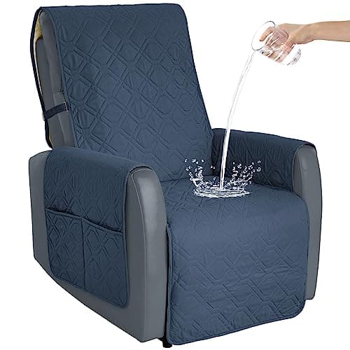Ivory Non-Slip Recliner Chair Cover for 23inch Couch with Straps — Blue