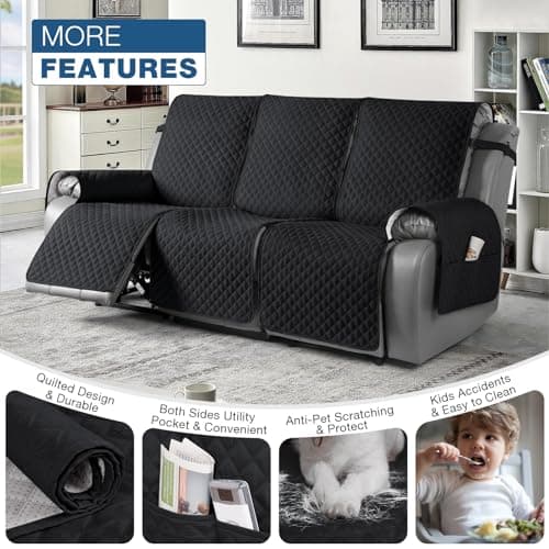 3 Seater Black Recliner Sofa Cover