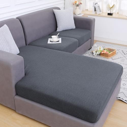 Smiry L Shape Chaise Lounge Sofa Slipcover, Grey