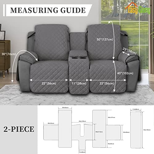 Water Resistant 2-Piece Gray Dog Cover for Non-Slip Loveseat Recliner Sofa